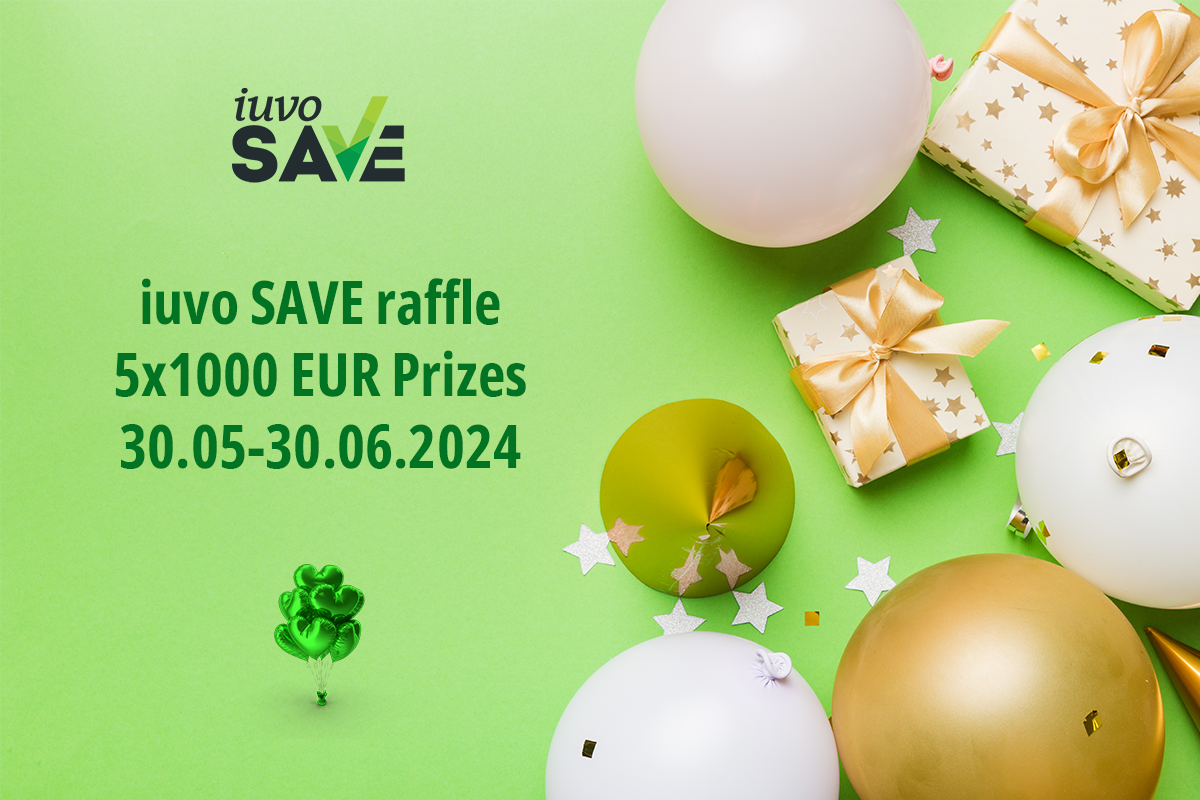 iuvoSAVE raffle: 5x€1000 prizes, until 30.06.2024
